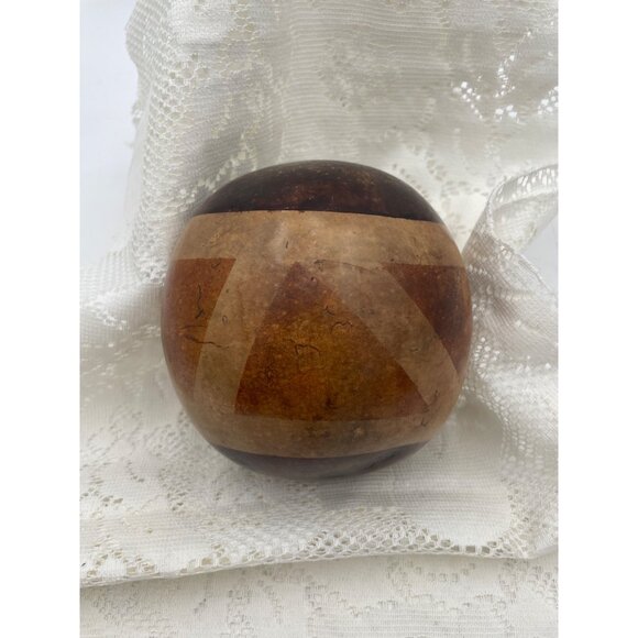 Gourd Painted Decorative Geometric Designs rattle inside Vintage Handmade - Picture 2 of 4